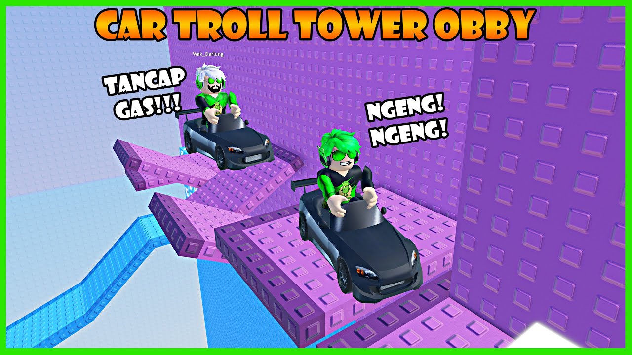 Darlung & Wak Darlung Mencoba Tantangan Tower Obby Sambil Naik Mobil Di Roblox