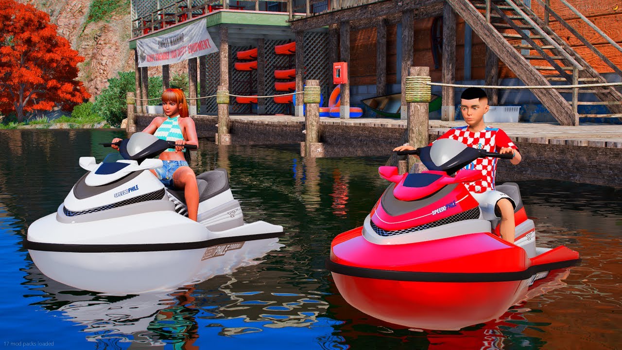 GTA V: MODS - FUI ANDAR DE JETSKI NO LAGO COM MINHA MÃE