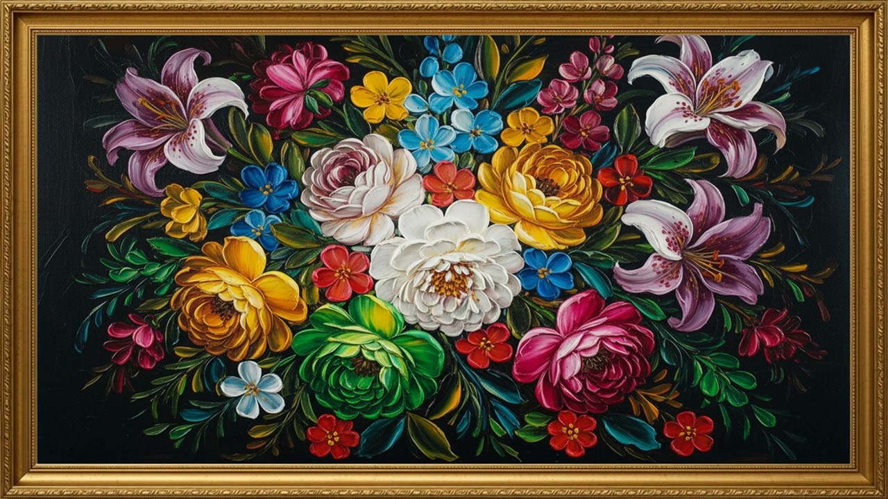 Luxury Flower Painting 🌼 Turn Your Screen Into Art (4K)
