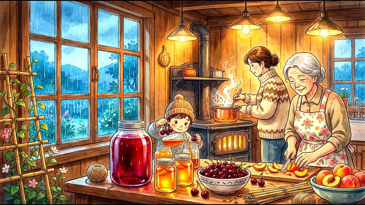 Building a Bamboo Flower Trellis 🌸 Making Cherry Wine & Peach Jelly | Ghibli Style ASMR