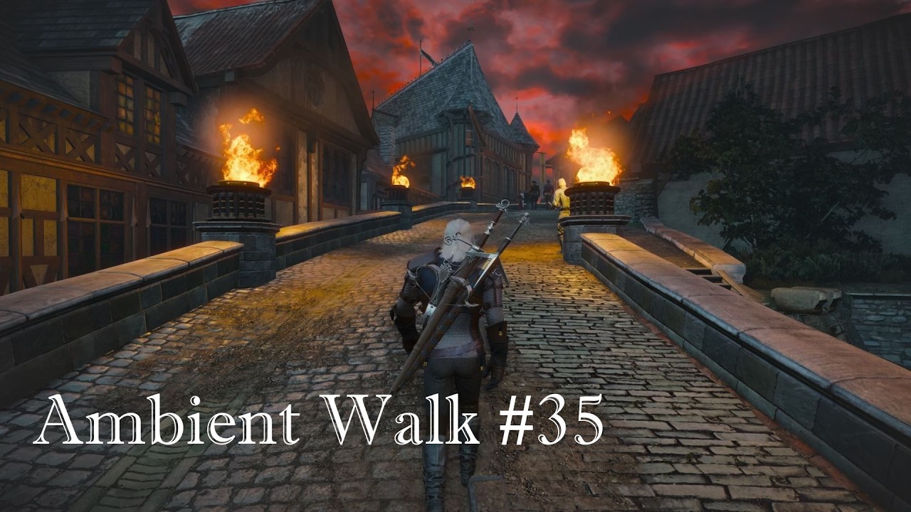 The Witcher 3 Ambient Nightwalk in Novigrad St  Gregory's Bridge