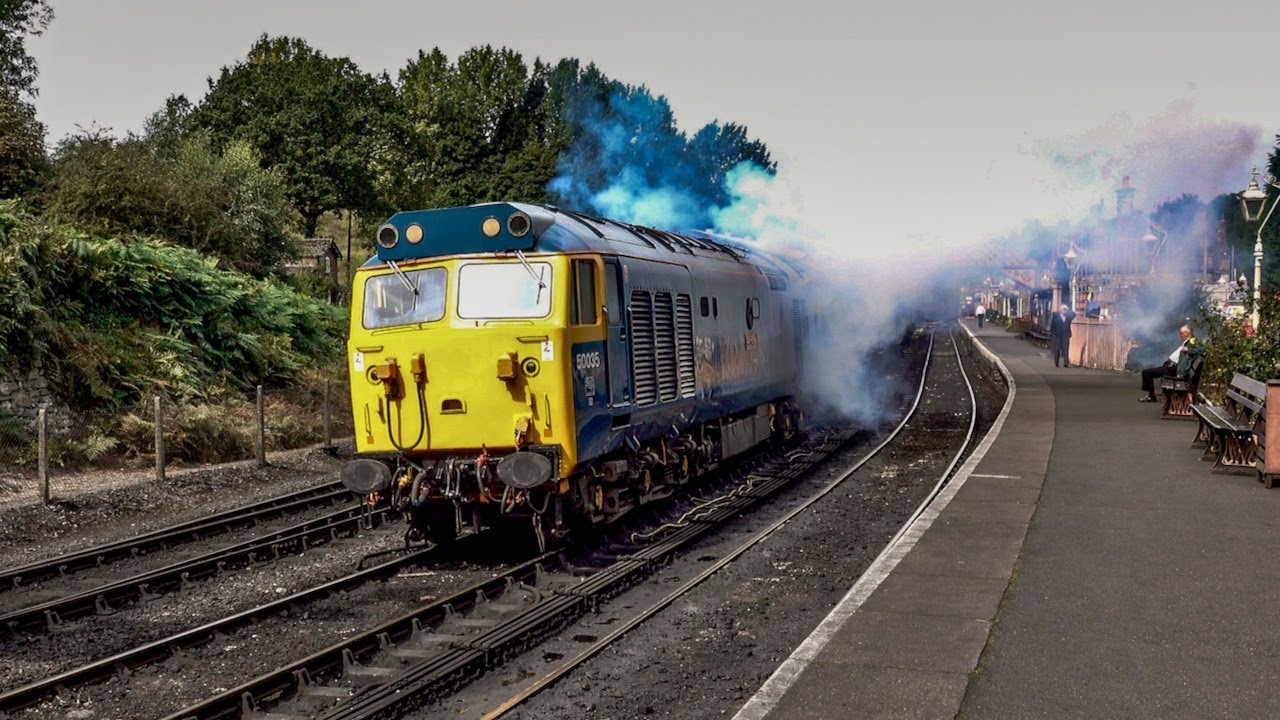 Class 50  Clag Monster 50035 Ark Royal On The Severn Valley Railway Roars Away From Bridgnorth