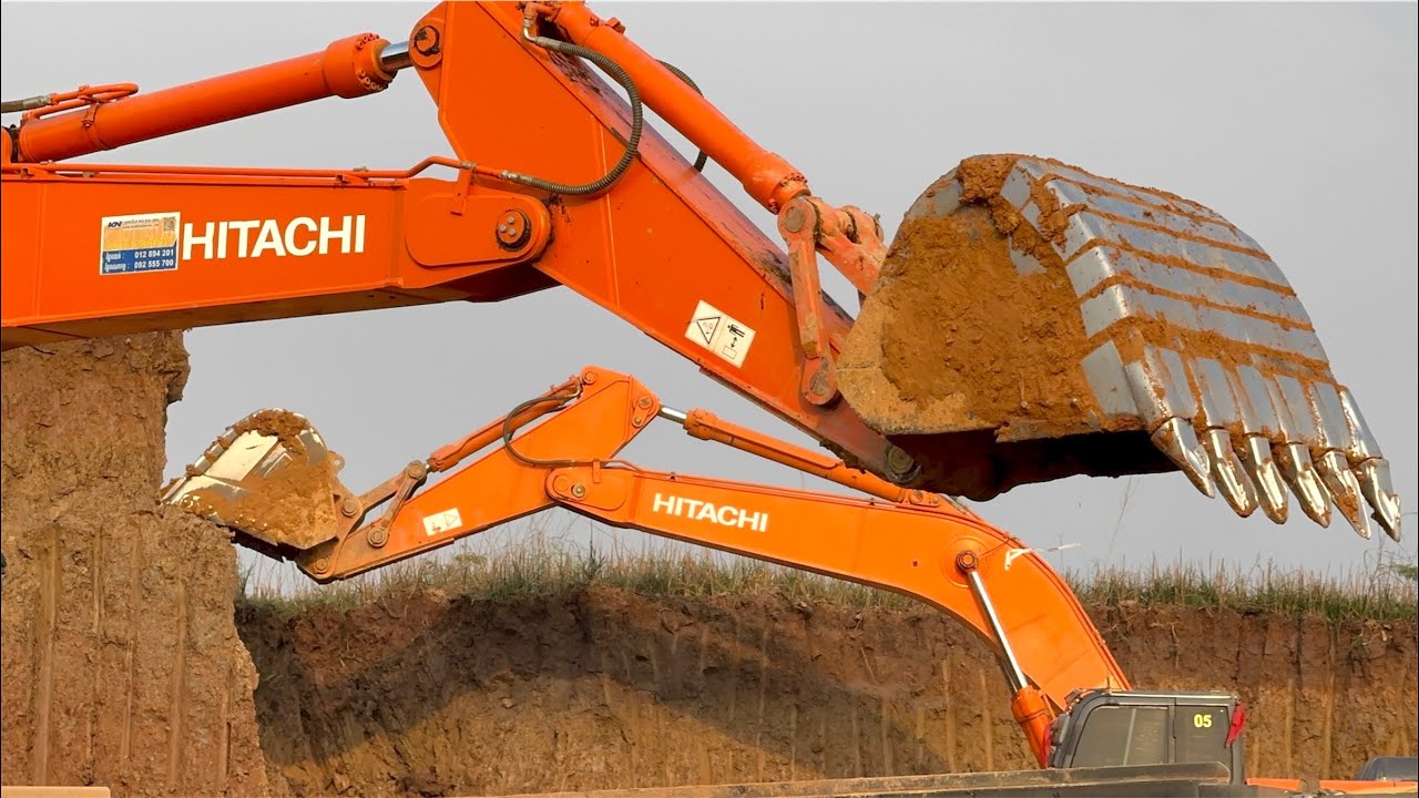 Amazing Skill! HITACHI ZAXIS 350 Excavator Digging Deep Lake Soil  | Heavy Equipment Work