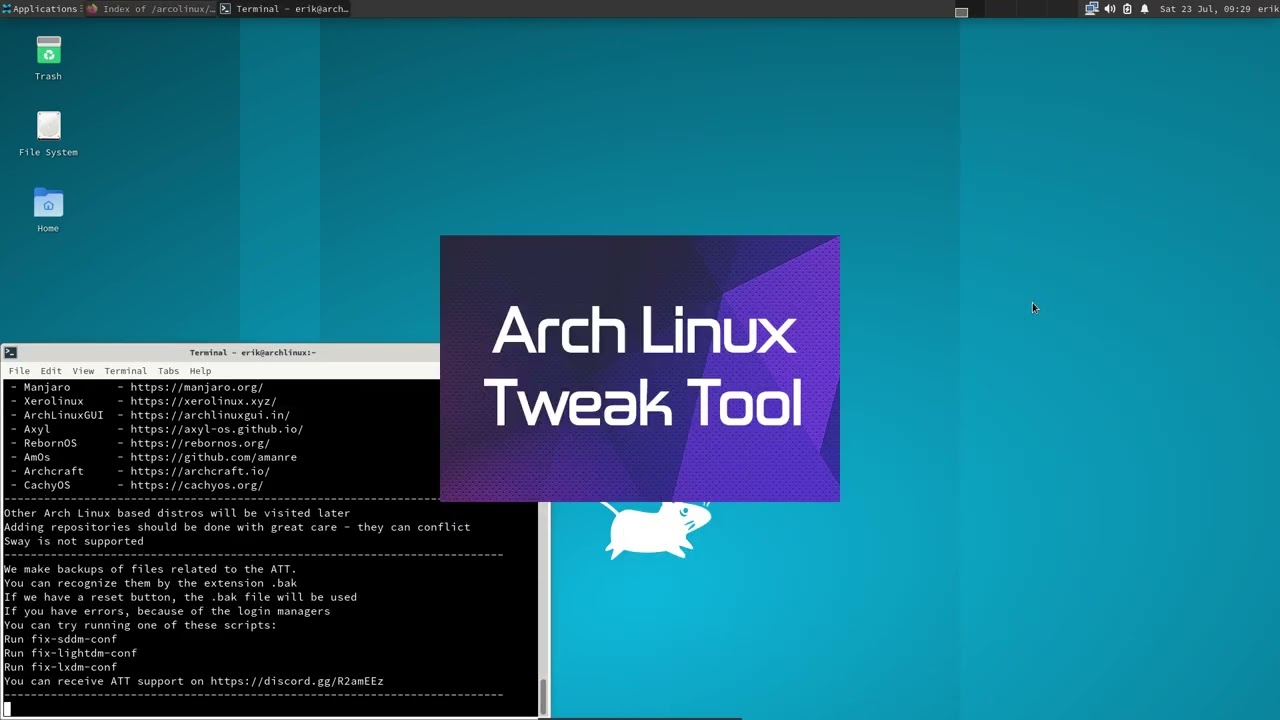 ArcoLinux : 2969 ATT - Installing ArchLinux Tweak Tool on vanilla Arch - smaller changes - 2/4