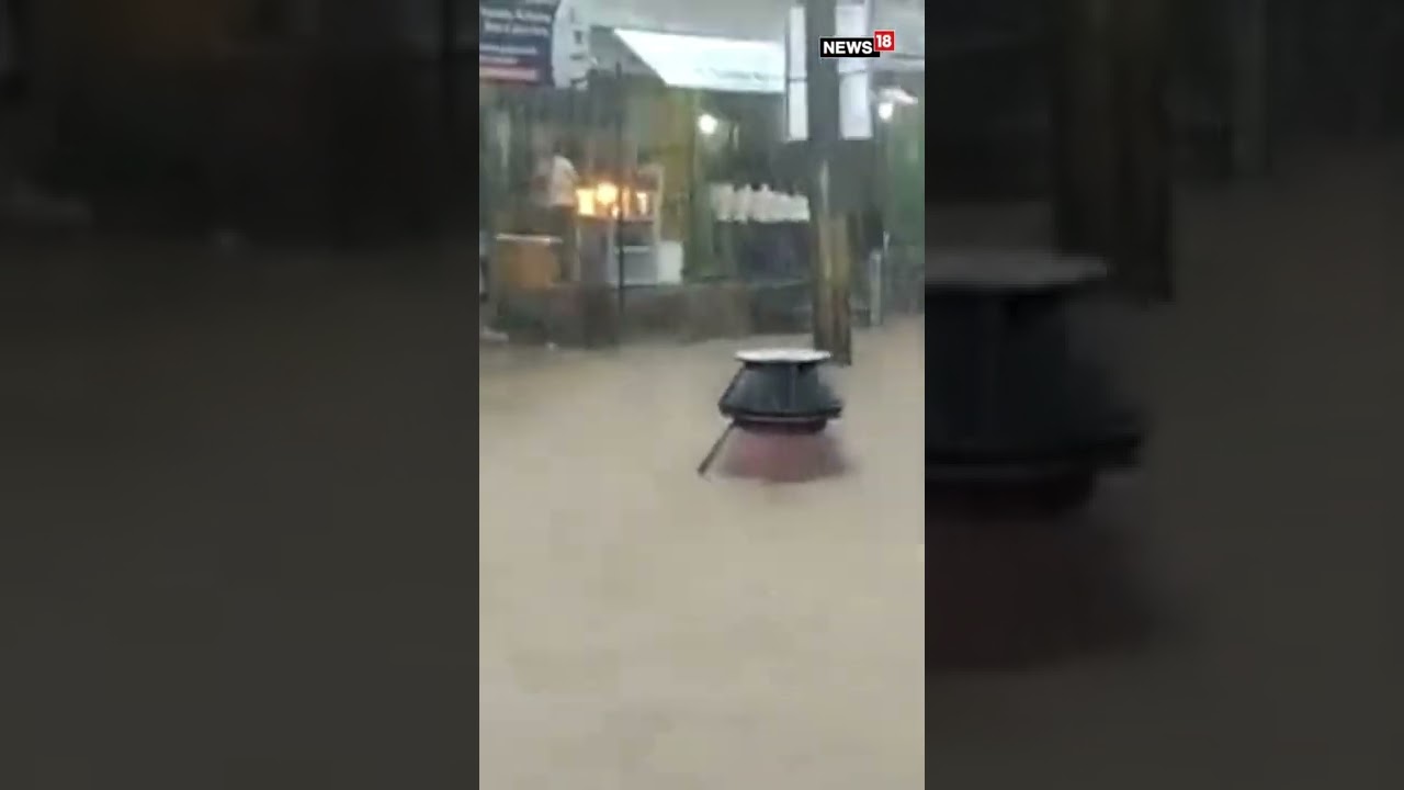Viral Video | Biryani Vessel Floating Away In Hyderabad | Flooded Street |  #shorts | English News