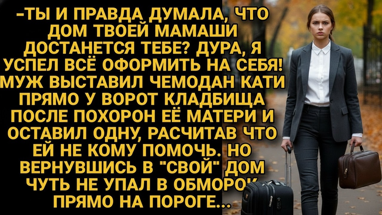 -Дом твоей мамаши теперь мой! Бросил жену с вещами у кладбища, не догадываясь что ждёт его дома...