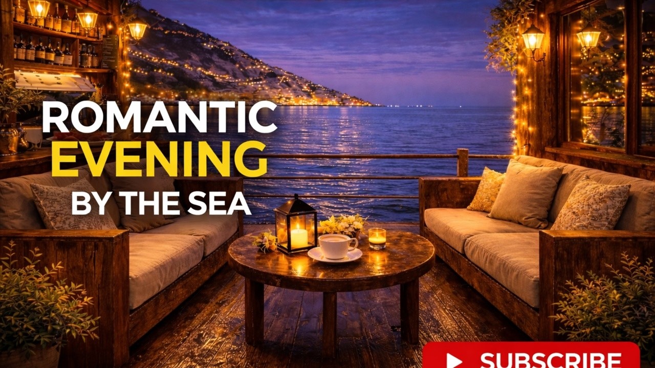 Romantic Evening by the Sea 🌊 | Smooth Jazz & Ocean Waves | Cozy Sunset Ambience