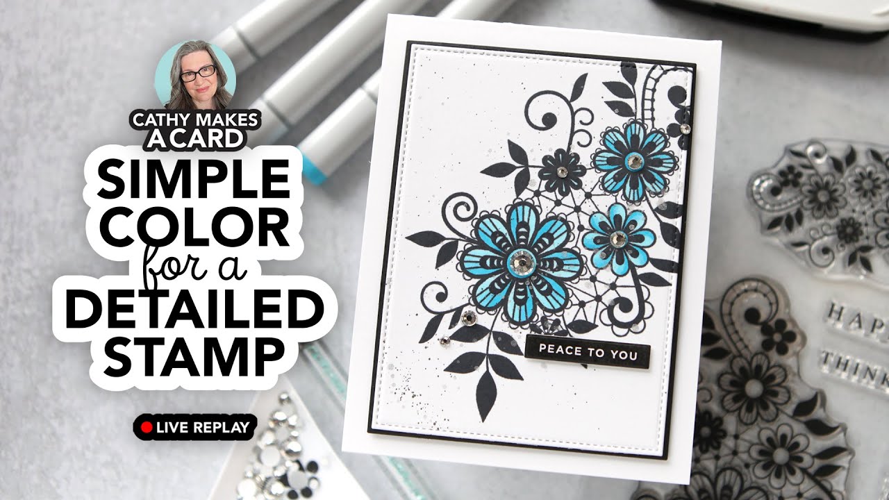 Cathy Makes a Card Live… with @GinaKDesigns-StampTV latest card kit stamps!