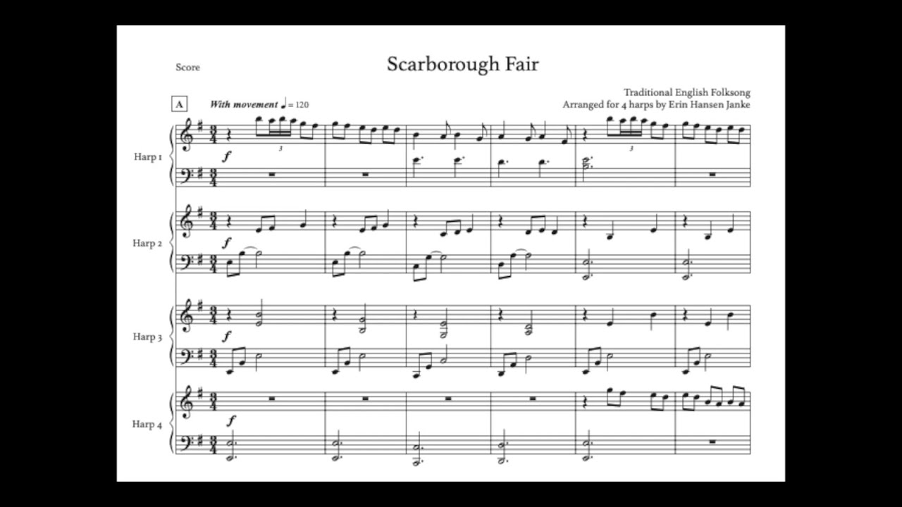 Scarborough Fair (harp quartet) // Erin Hansen Janke