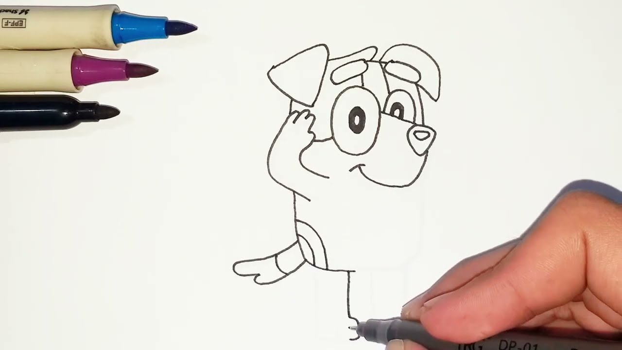 Bluey Easy Cartoon Art Time for kids ✏️