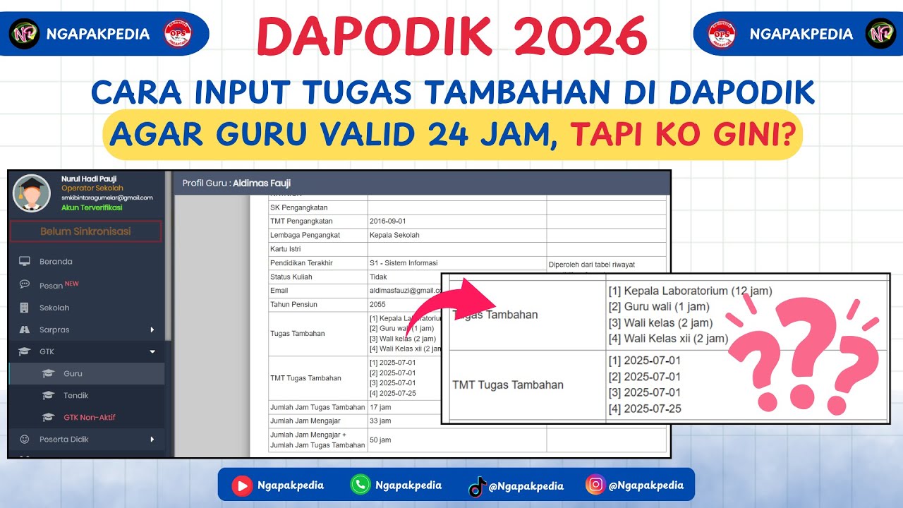 CARA INPUT TUGAS TAMBAHAN DI DAPODIK 2026 | Biar Jam Mengajarmu Valid 24 Jam!