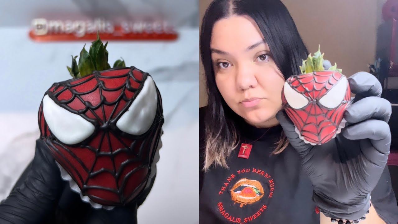 How to make a Spider-Man chocolate covered strawberry 🕷️🍓