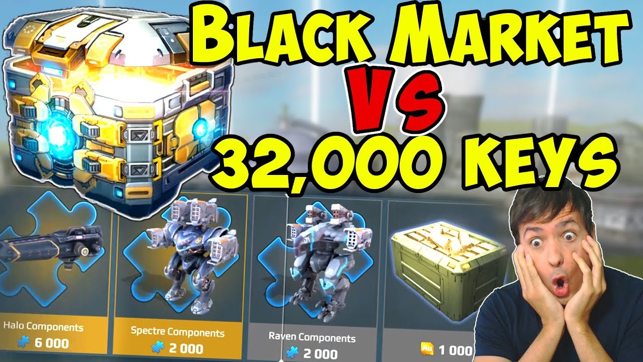 Черный рынок против 32 000 ключей и суперсундука и War Robots Royale WR