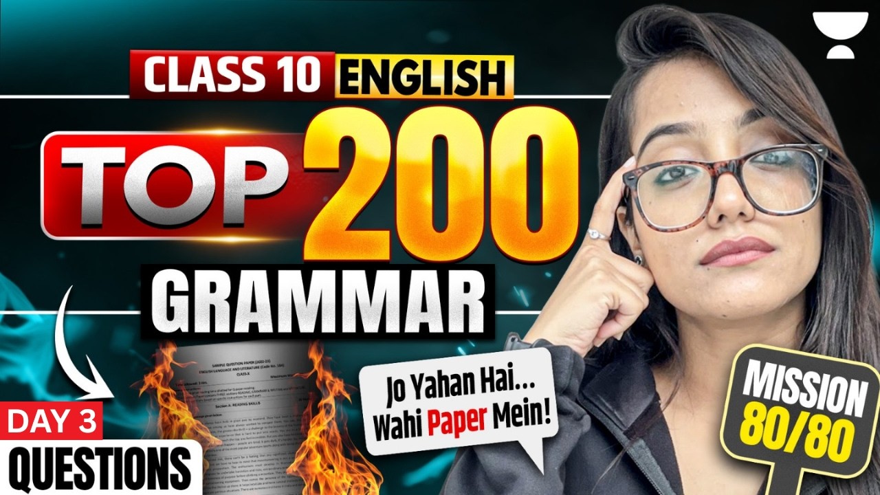 Grammar Top 200 Most Important Questions | Class 10 English Boards 2026 | Juhi Ma'am