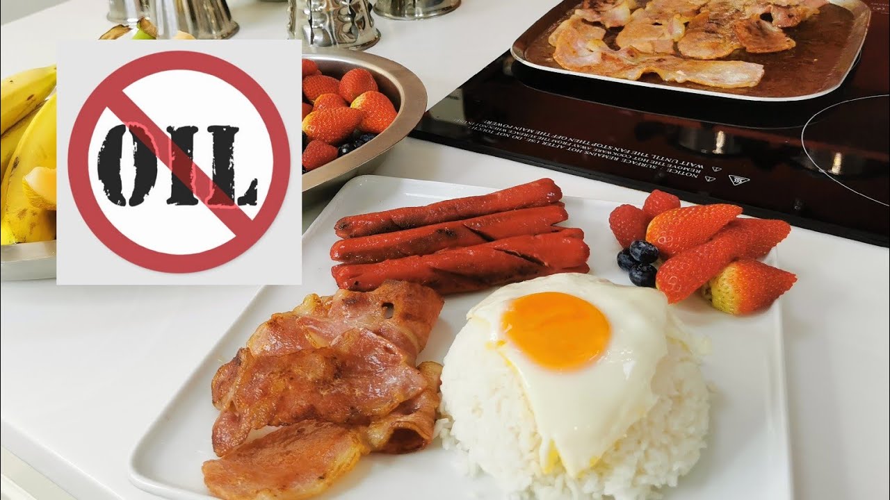 NO OIL FILIPINO BREAKFAST EGG BACON & HOTDOG COOKED IN SALADMASTER