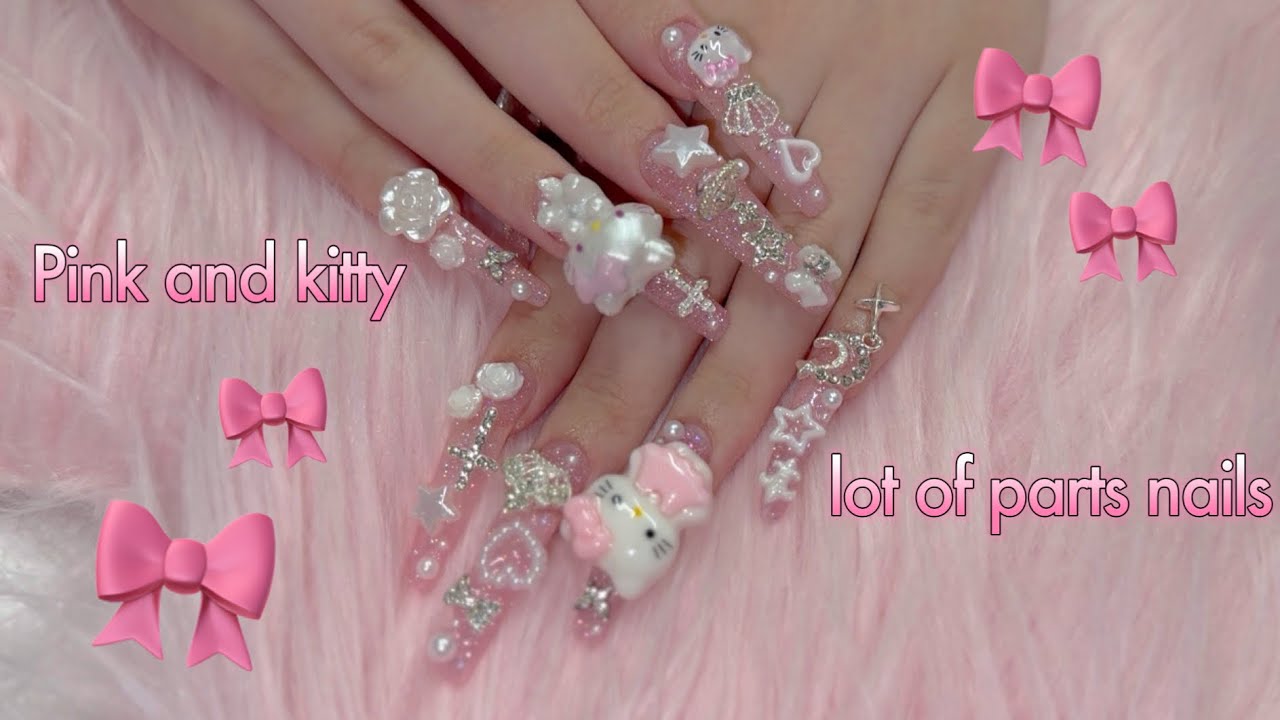 【作業動画】ロングな自爪さんのゴテゴテキティネイル🎀💎