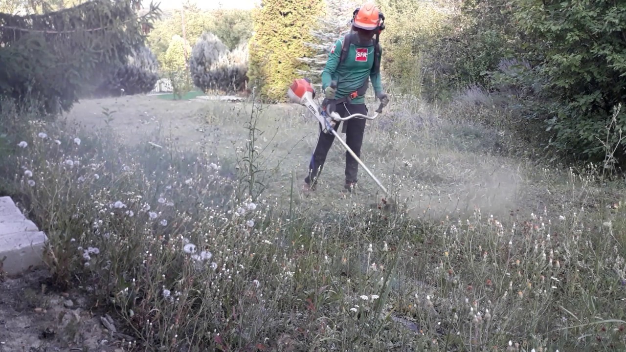 stihl fs 460 fűkaszálás, garden mowing with stihl 460