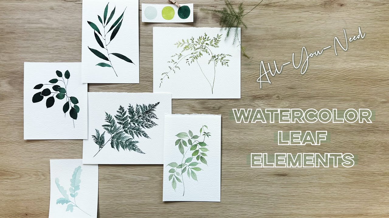 All You Need Simple Watercolor Elements | Green Leaves