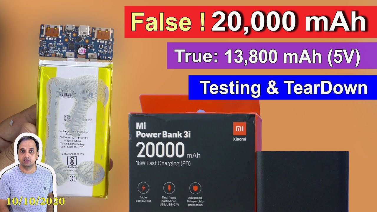 🙊🛠 20,000 mAh is 13,800 mAh: Mi Power Bank 3i 💔💥 Testing & Tear-Down #PB10IZM