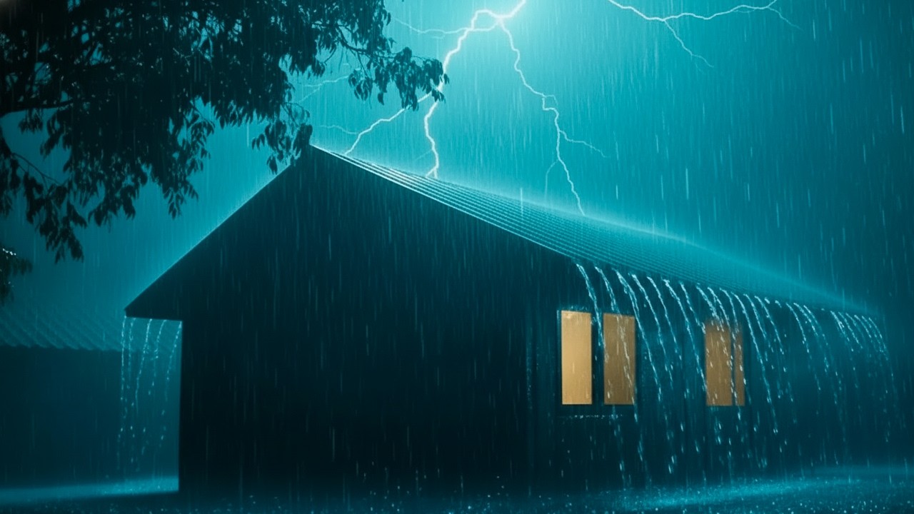 Fall Asleep in 3 Minutes 🌧️ Heavy Rain and Thunder on a Metal Roof for Deep Sleep
