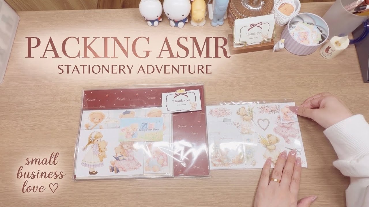 【梱包動画】Pack with me | ASMR Small Busines |可愛い文房具の梱包作業 🎀 