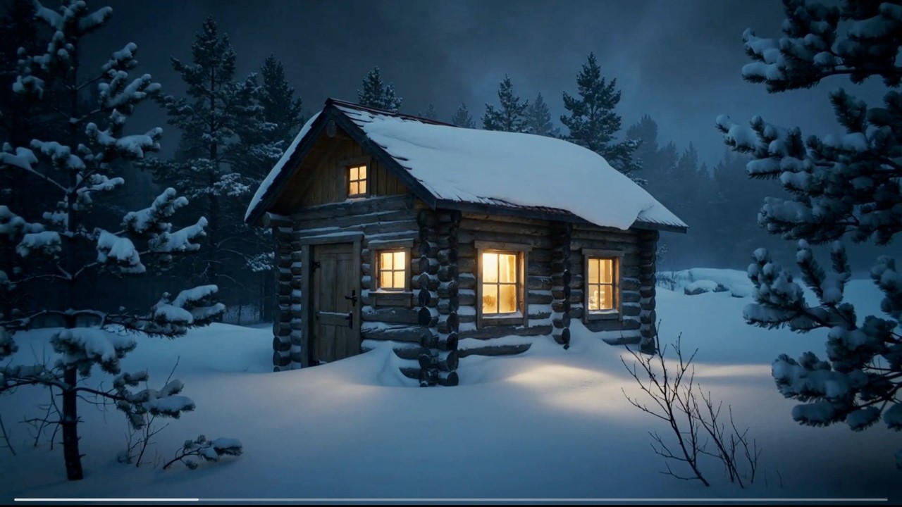 Cabin in a Violent Blizzard at Night ❄️ Howling Wind & Heavy Snow (5 Hours)