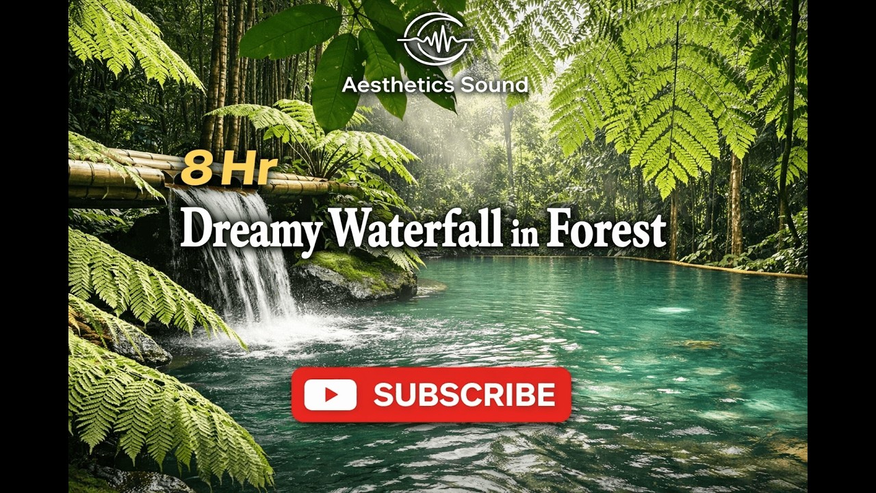 4K Relaxing Waterfall Sounds for Sleep  Fall Asleep & Stay Sleeping with Water White Noise 08 Hours