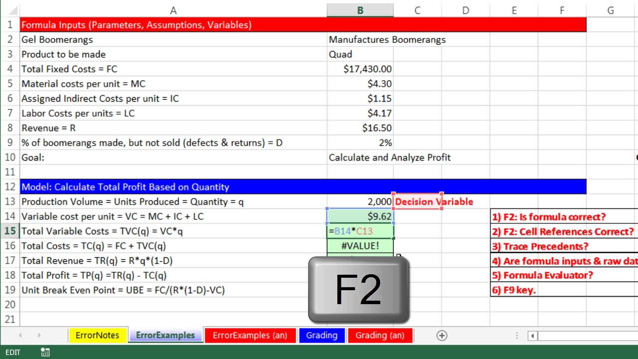 Basic Excel Business Analytics #10: Find & Fix Excel Formula Errors in Spreadsheet Models
