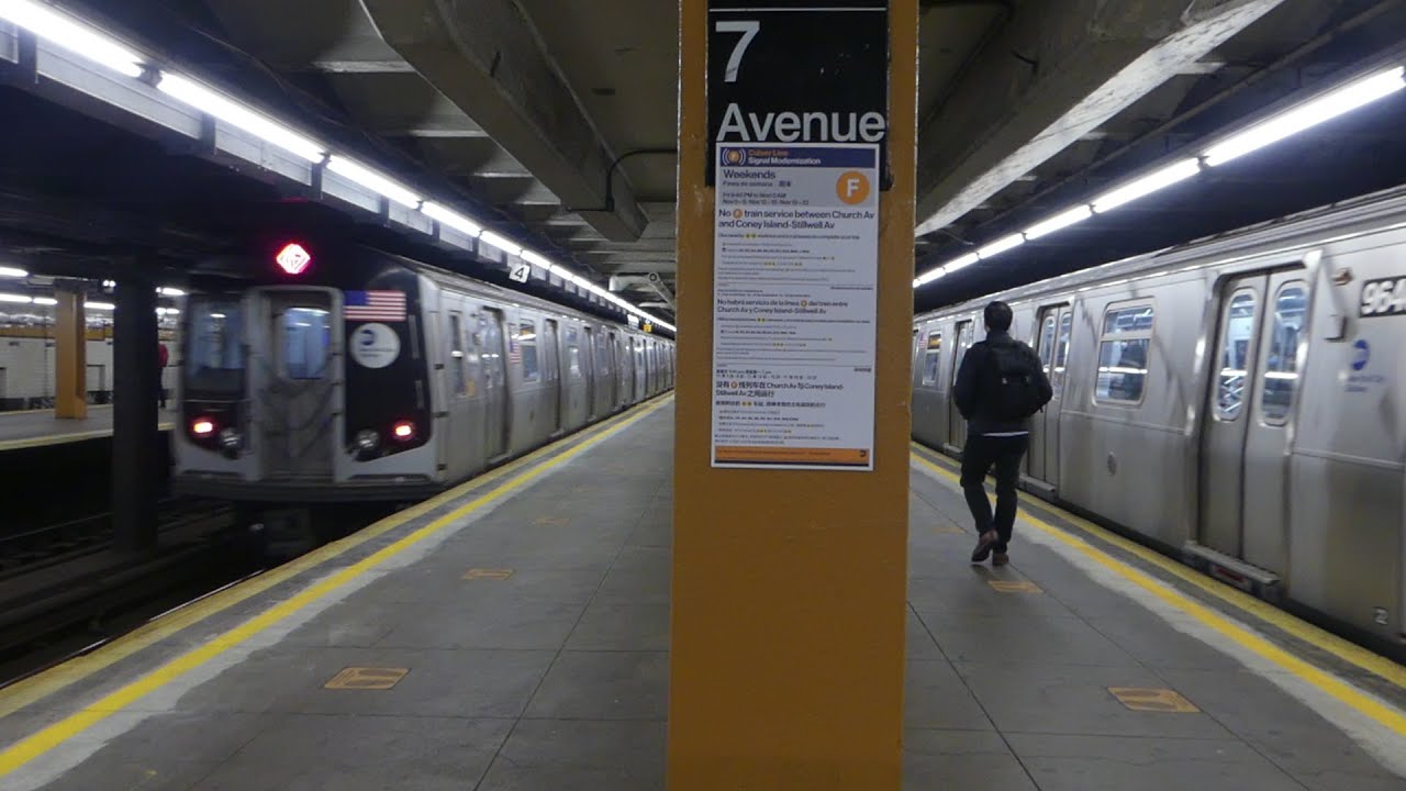IND Culver Line: R160B G Trains & R160A-2 F Exp & Lcl Trains at 7th Ave-9th St (PM Rush Hour)
