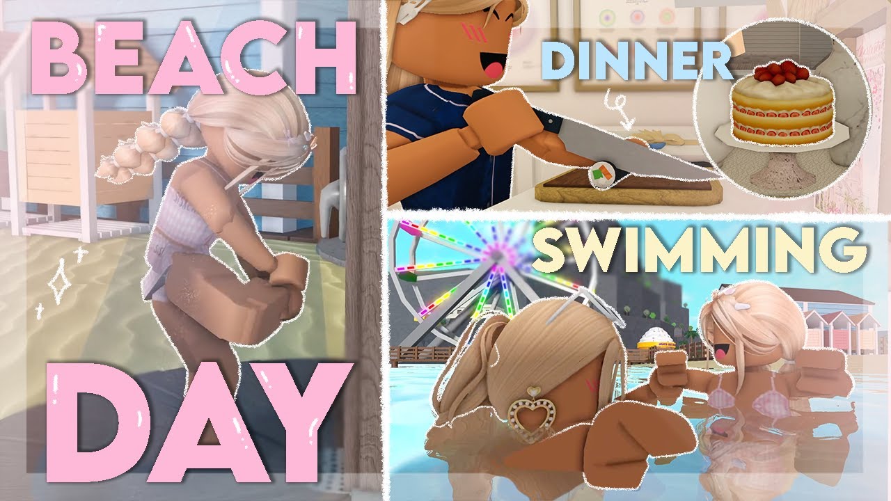 beach day with alix! ♡‧₊˚ (swimming, dinner, etc.) | bloxburg rp 🌊