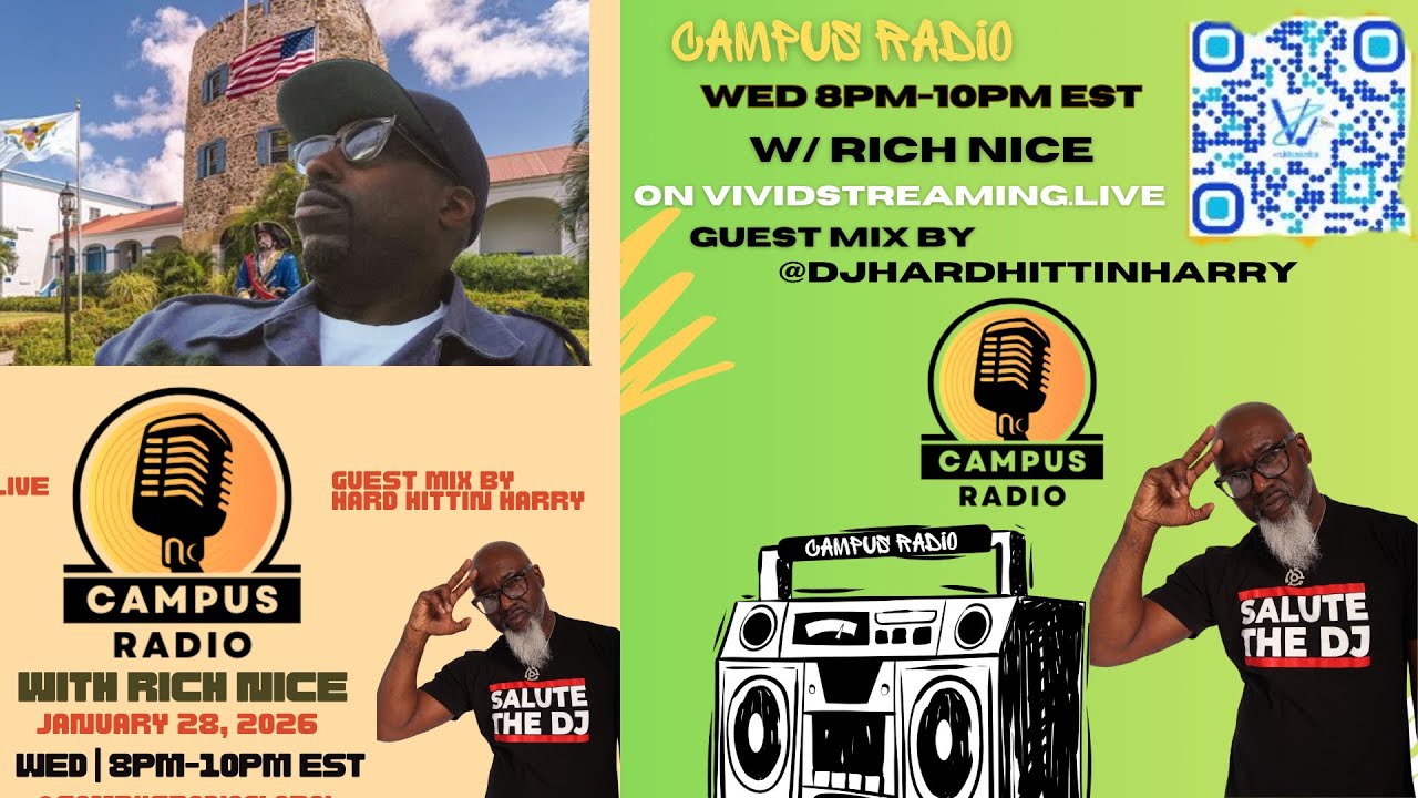 CAMPUS RADIO (90’s HIPHOP MIX) hosted by RICH NICE. GUEST DJ HARD HITTIN HARRY - January 28, 2026
