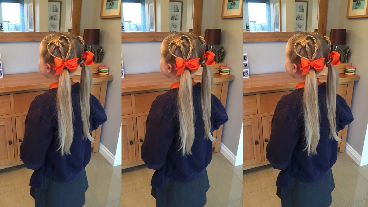 Easy Heart Accented Pigtails by Two Little Girls Hairstyles