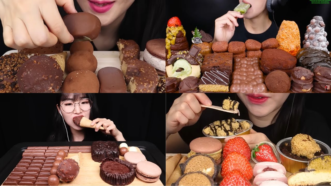 CHOCOLATE ICE CREAM EATING CHALLENGE, CHOCOLATE CAKE, CHOCOLATE BALL, MOCHI, MARSHMALLOW,EATING SHOW