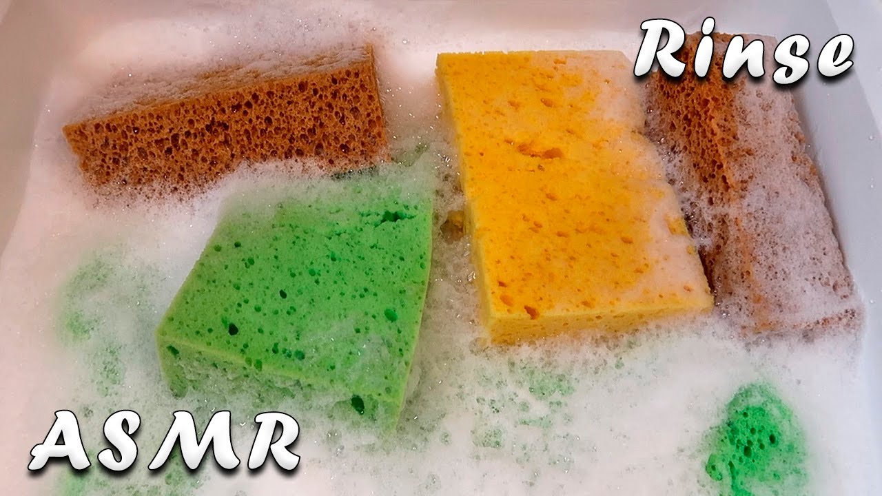 ASMR Sponge Rinsing w/ Fabric Softener 💦 Oddly Satisfying Rinse