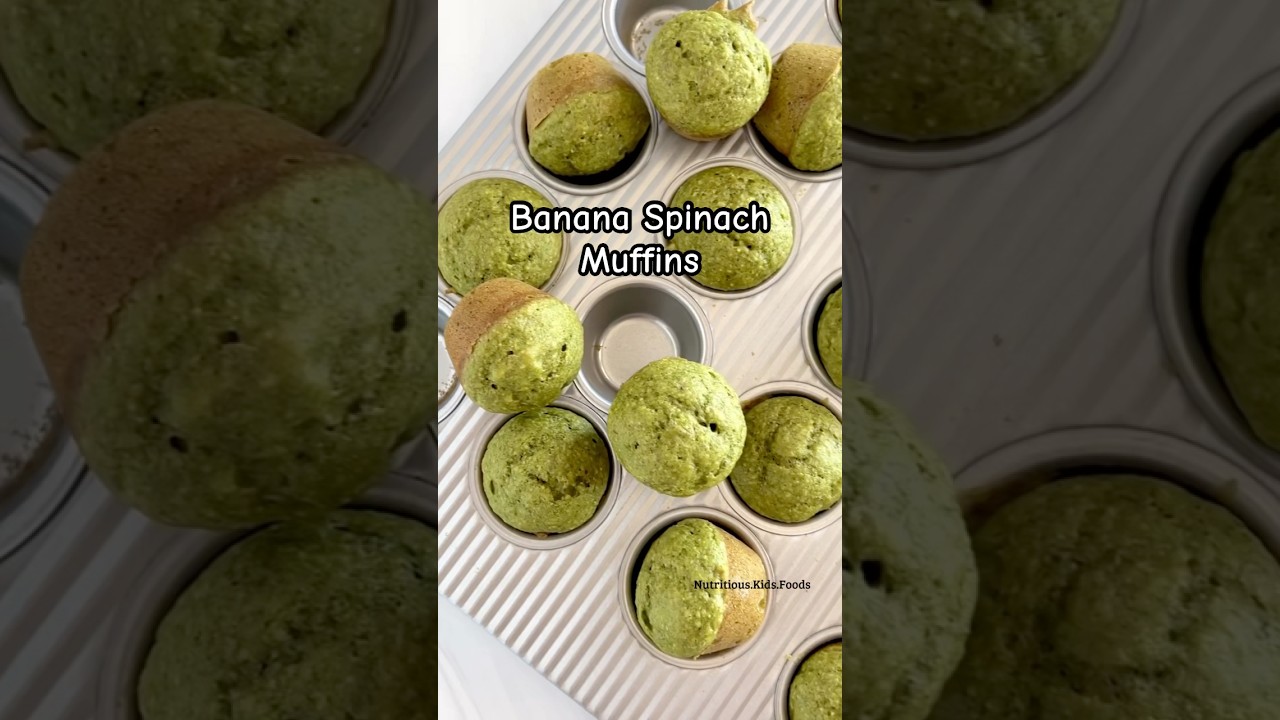 Banana Spinach Muffins #kidsfood #easyrecipe #toddlersnacks #kidssnacks #healthyrecipes