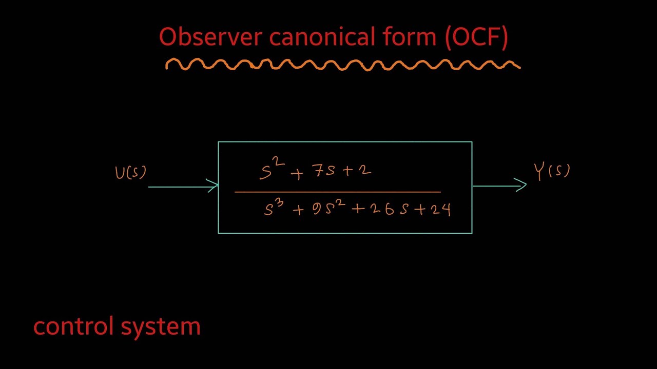 Control System | Observer canonical form (OCF) | Transfer function to State Space representation 3 