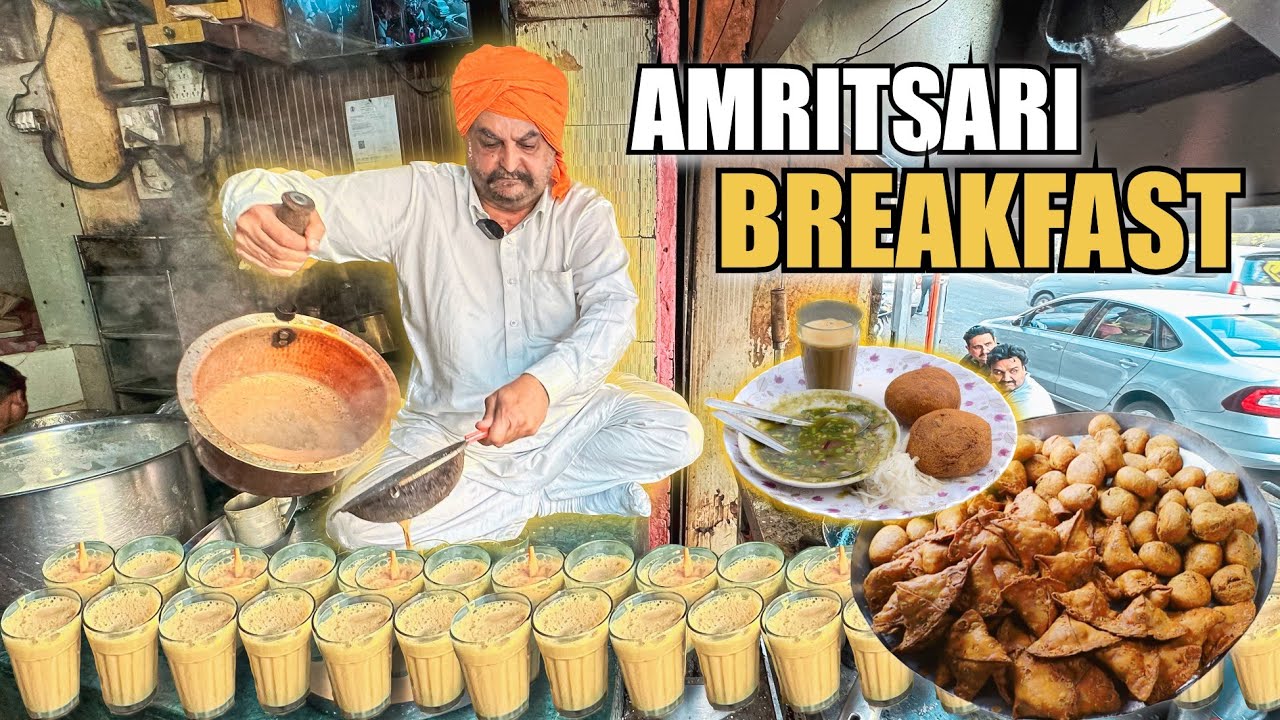 Amritsar Breakfast | Tea, Kachori, Bread Omelette | Giani Tea Stall Amritsar | Amritsar Street Food