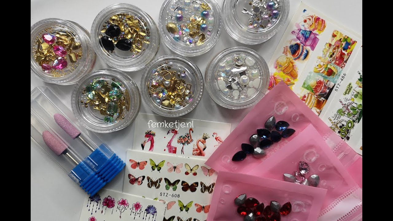 Budgetproof Aliexpress Nailart Haul (Tons Of Gems & Waterdecals!) - femketjeNL