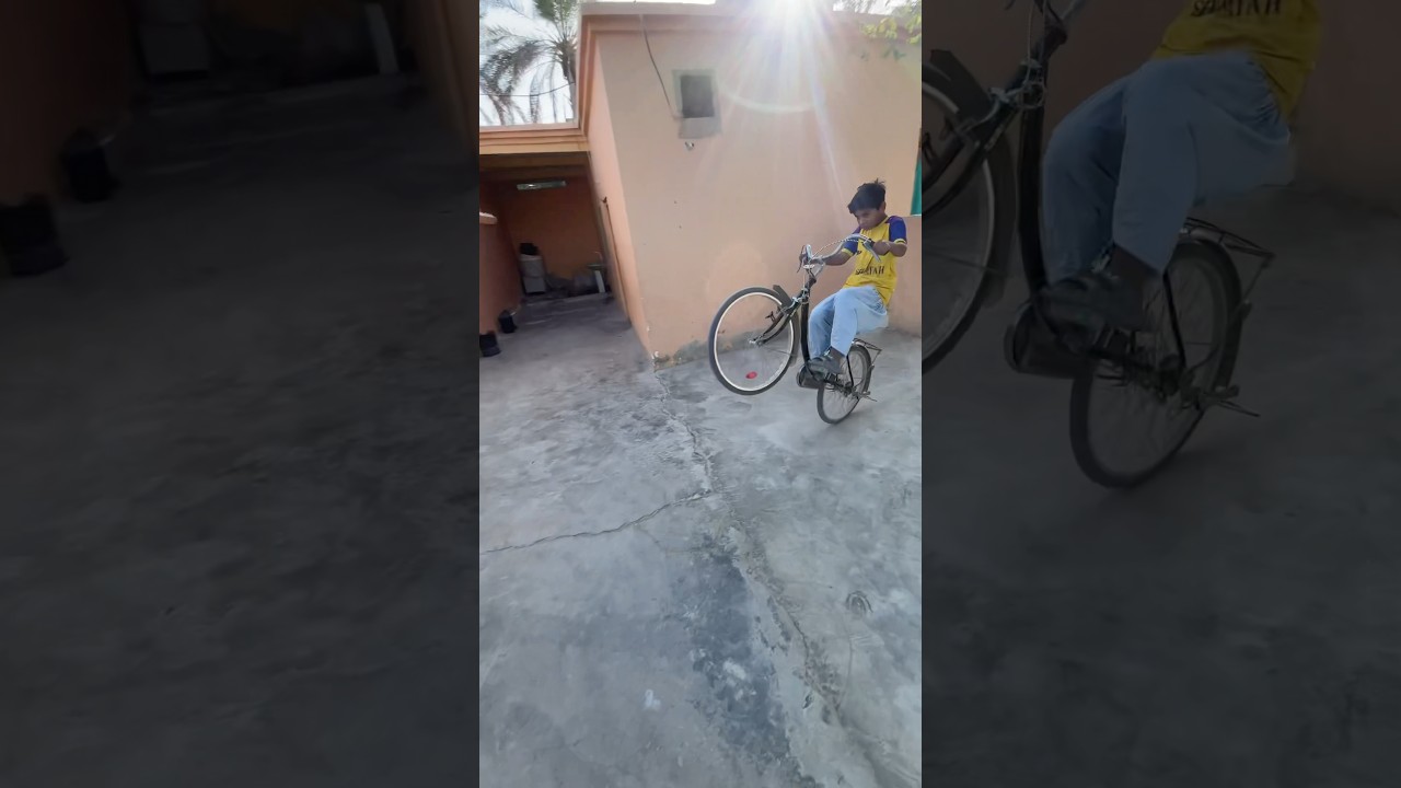 Bicycle one wheeling stunt #stunt #cycle #onewheeling #trending #shorts