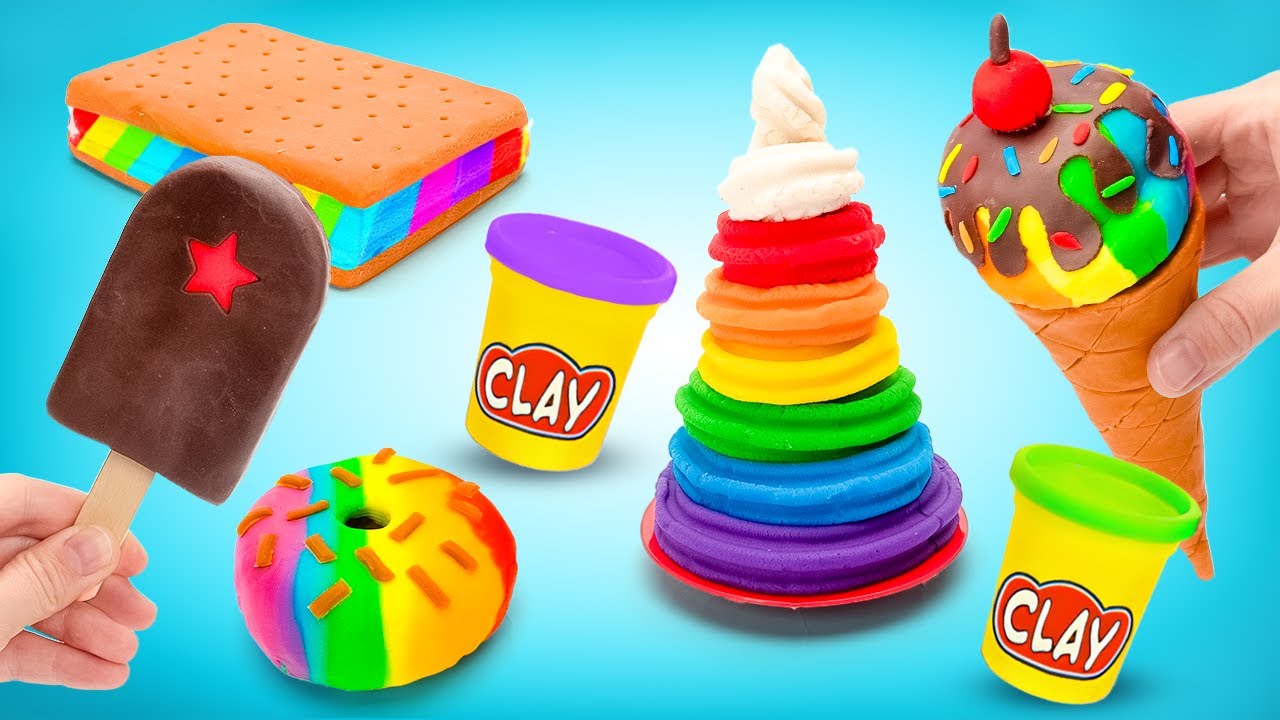 Cooking Up a RAINBOW! 🍩🌈 Colorful Clay Desserts