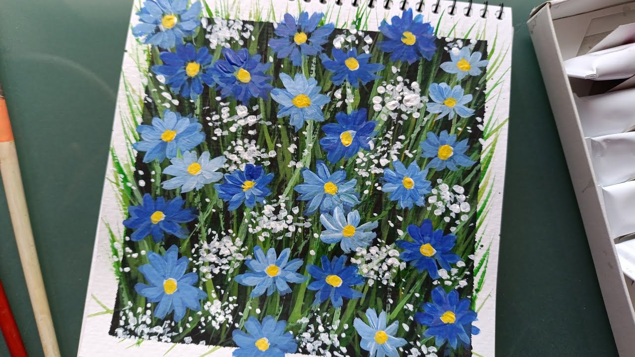 ПОЛЬОВІ КВІТИ /ВОЛОШКИ/МАЙСТЕР-КЛАС ЖИВОПИСУ АКРИЛОМ/ Kornblumen/#art 