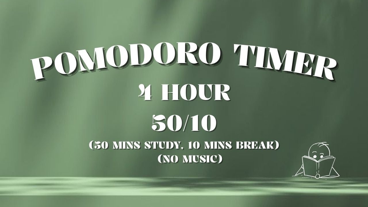 4 Hour Study with Me | Pomodoro Study Timer ⏱ 50/10 | No Music, Deep Focus
