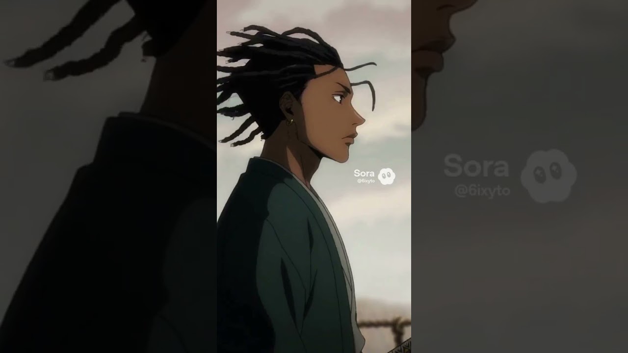 me In an anime style, a tense standoff unfolds as two samurai meet on a rickety wooden bridge
