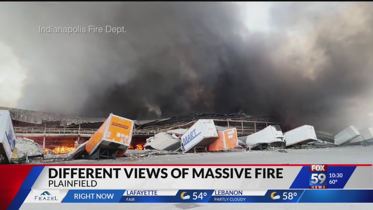 Different views of massive Walmart warehouse fire