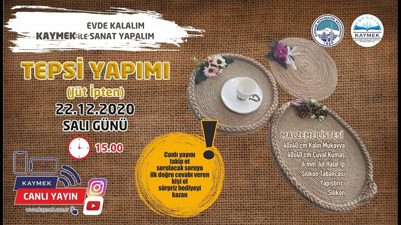 JÜT HALAT İP İLE TEPSİ YAPIMI  - CANLI YAYIN
