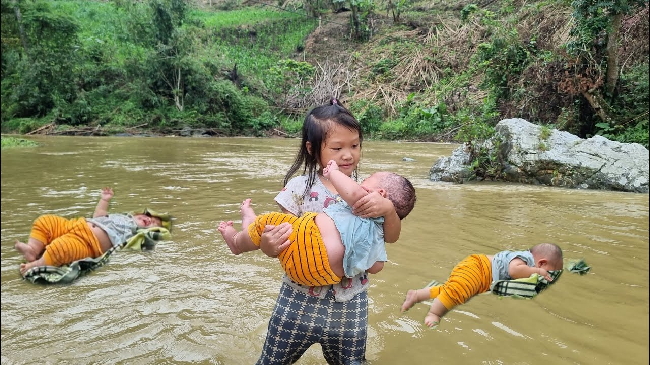 The baby is in danger when going to the field with his mother