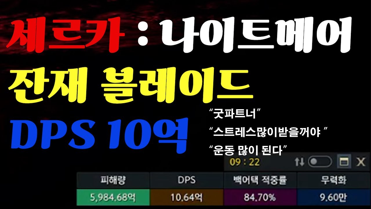세르카 나이트메어 2관문 잔재블레이드 고점갱신 dps10억