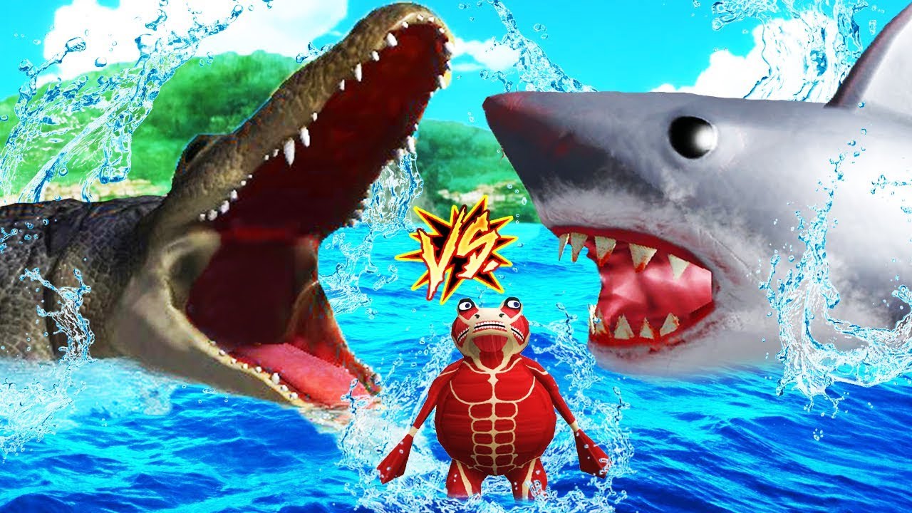 BATALLA DE MONSTRUOS: COCODRILO GIGANTE VS MEGALODON | AMAZING FROG