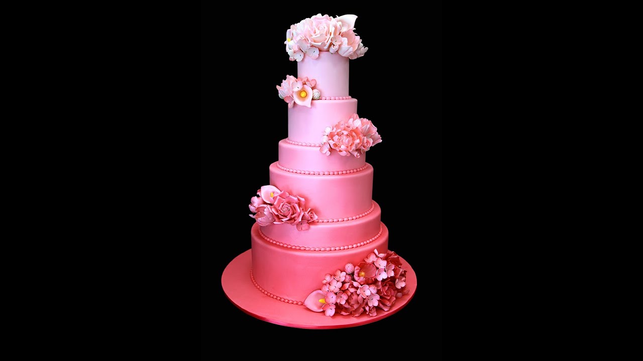 Pink Ombr&eacute; Wedding Cake