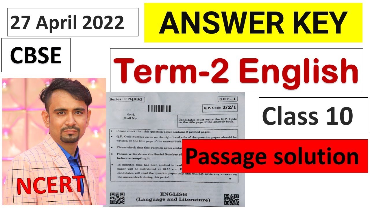 english Answer key 2022 || english Term 2 Paper Solutions || english class 10 answer key ll 2/2/3